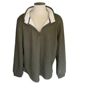 BC Clothing Sherpa Fleece Lined Quarter Zip Green Pullover XXL